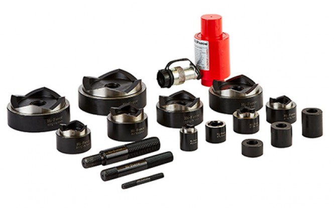 ست کامل پانچر هیدرولیکی 700 بار فشارقوی پمپ جدا با ظرفیت 10 تن و ضخامت 70 میلیمتر مدل HKP And SKP Range ساخت هایفورس انگلستان